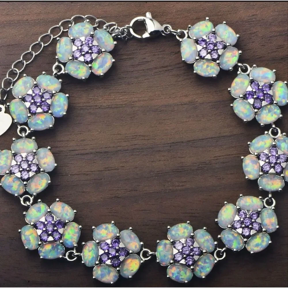 Opal Amethyst Sterling Bracelet